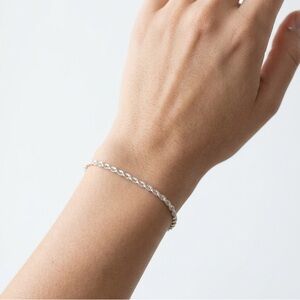 925 Sterling Silver Dainty Rope Bracelet, Made in Italy,  7", Minimalist